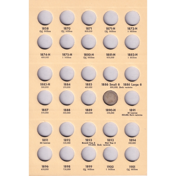 Library of Coins: Canada 10-Cents 1858 To Date (1973) Vol. 62 Album. 44pcs.