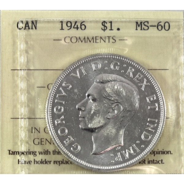 Silver $1 1946 ICCS MS60