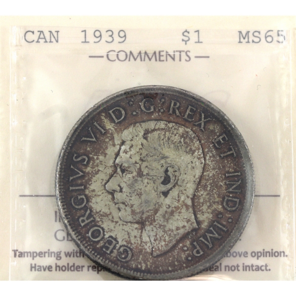 Silver $1 1939 ICCS MS65