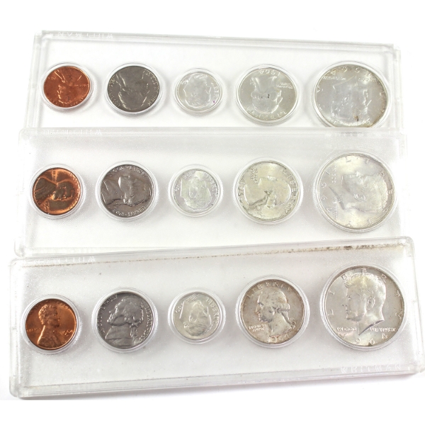 USA 1964 UNC Proof Sets in Original Holders. 3pcs.