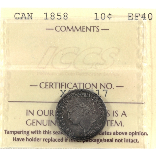 10-cent 1858 ICCS EF40