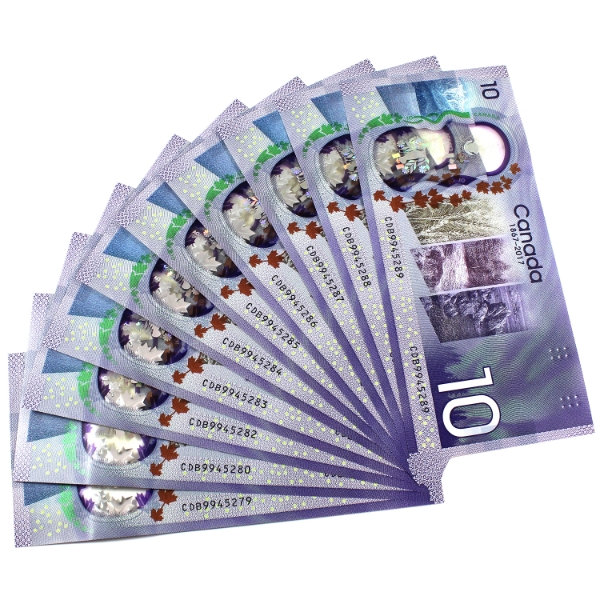 Bulk Lot of BC-75 2017 $10 Consecutive Wilkins-Poloz SN: CDB9945279-"80 & CDB9945282-"89. 10pcs.