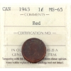 Image 1 : 1-cent 1943 ICCS MS65 Red