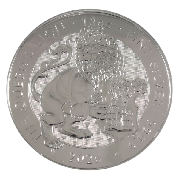 10oz Great Britain 2026 10 Pounds The Queen's Lion .9999 Fine Silver Round (Tax Exempt)