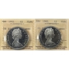 Image 1 : Silver $1 1965 SB P5 Type 1 & SB B5 Type 2 ICCS PL66 Heavy Cameo. 2pcs