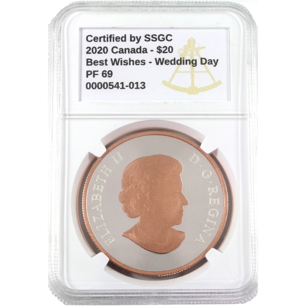 2020 $20 Best Wishes on Your Wedding Day Fine Silver Coin SSGC Certified PF69 (Tax Exempt)