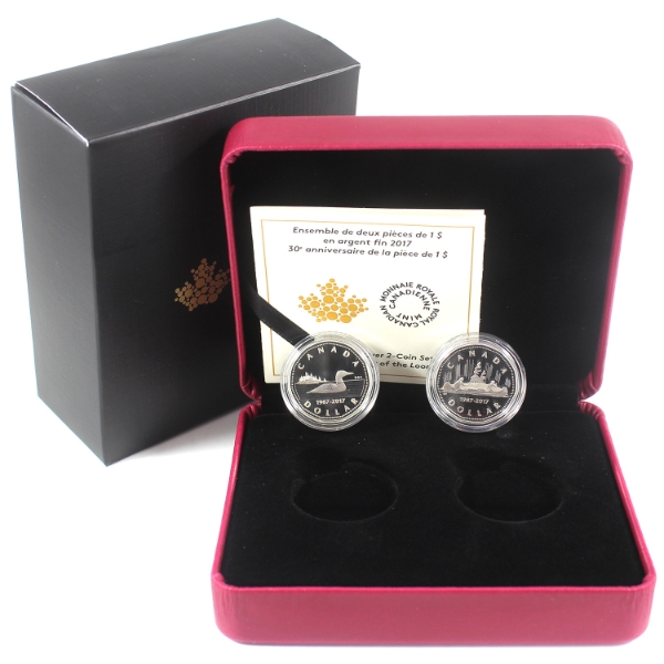2017 $1 30th Anniversary of the Loonie 7.89g .9999 Fine Silver 2-coin Set (Tax Exempt)