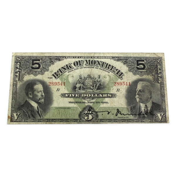 505-54-02 1914 $5 Bank of Montreal F Meredith SN: 289541 ppB