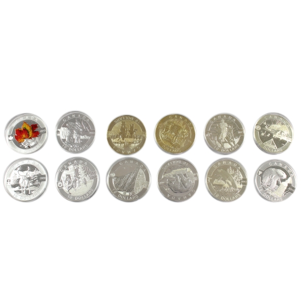 2013 $10 O Canada .9999 Fine Silver 12-Coin Set (Tax Exempt)