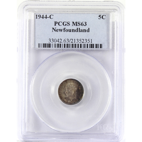 Newfoundland 5-cent 1944c PCGS MS63
