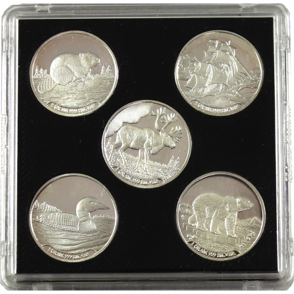 5x 1g Silver Maple Gram 5-Round Set. 5pcs. (Tax Exempt)