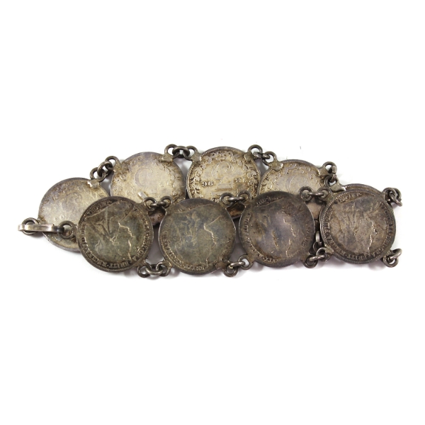 Great Britain Silver 1895-1901 3 Pence Coin Bracelet