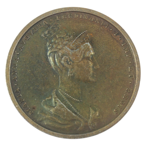 Austrian Empire 1836 Coronation of Maria Anna Augusta Ferdinadi I Medal 26.81g-Bronze, 45mm.