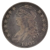 Image 2 : USA Silver 1807 Capped Bust Half Dollar Large Stars 50 Over 20 Fine