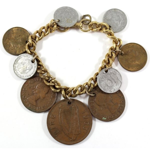 World Mixed Denomination Bracelet on Gold Plated Chain