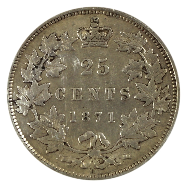 25-cent 1871H Obverse 2 F-VF (Scratched)