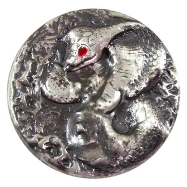 3oz Beaver Bullion Antique Cobra w/ Red Enamel Eye .999 Fine Silver Round (Tax Exempt)