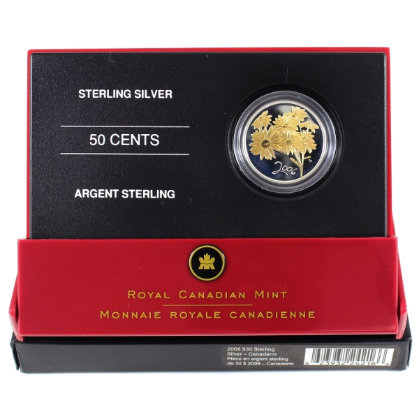 2006 50-cent Canadian Floral - Golden Daisy 9.3g Sterling Silver Coin