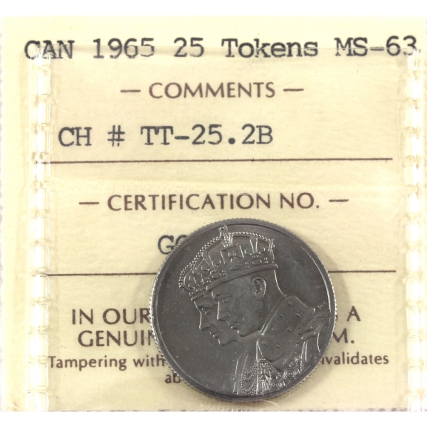 RCM Test Token TT-25.2B 1965 25-cent ICCS MS63