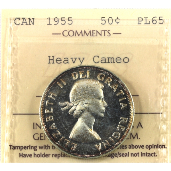 50-cent 1955 ICCS PL65 Heavy Cameo