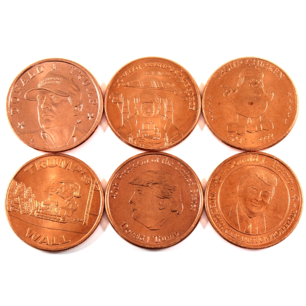 6x 1oz Assorted Donald Trump .999 Fine Copper Rounds. 6pcs