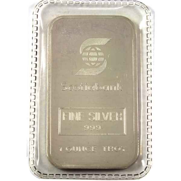 1oz Engelhard Canada Vintage Scotiabank .999 Silver Bar, SN: 008026 *Scarce!* (Tax Exempt)
