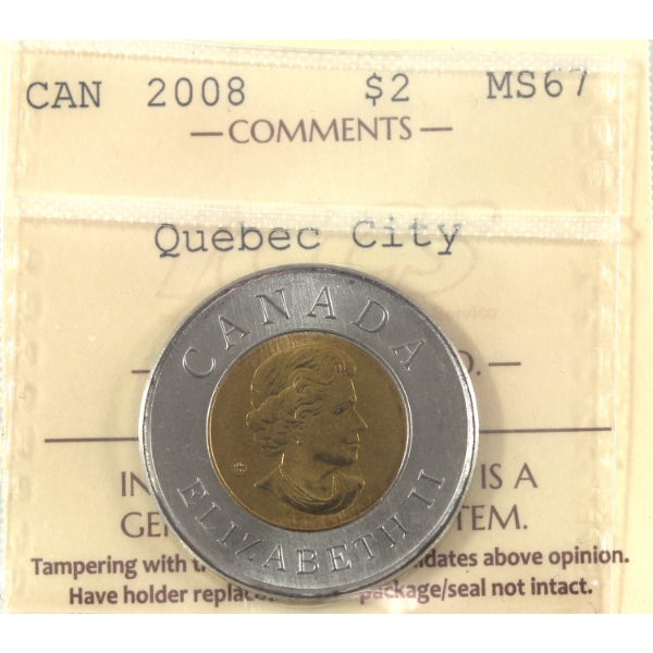 $2 2008 Quebec City 400th Ann. ICCS MS67
