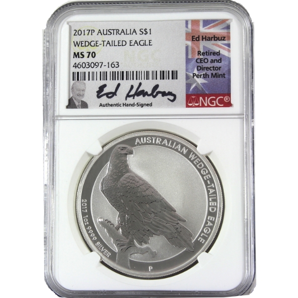 Australia Silver 2017P $1 Wedge-Tailed Eagle 1oz .9999 Fine Silver Coin NGC MS70 (Tax Exempt)