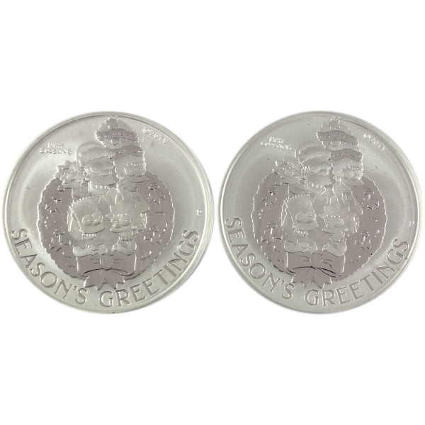 2x 1oz Tuvalu 2022 $1 The Simpsons Season's Greetings .9999 Fine Silver Coins. 2pcs (Tax Exempt)