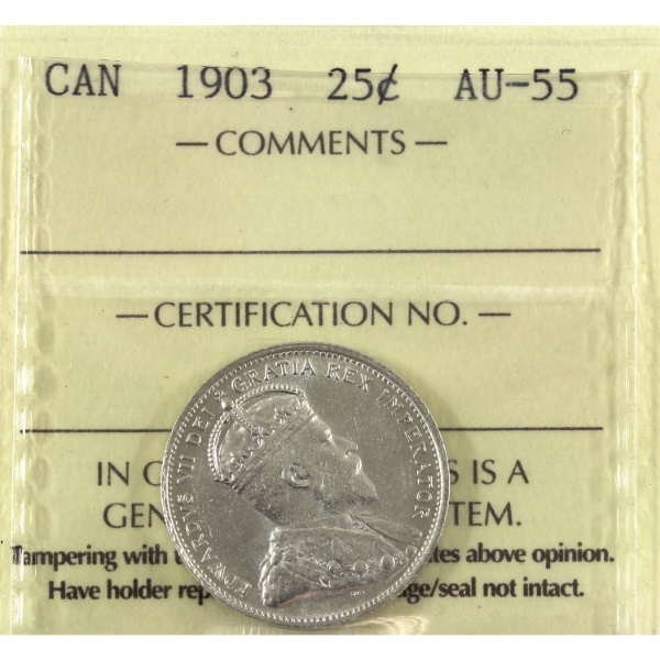 25-cent 1903 ICCS AU55