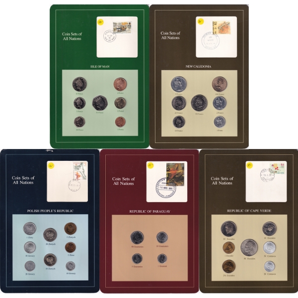 Coin Sets of All Nations Frame Boards. 5pcs.
