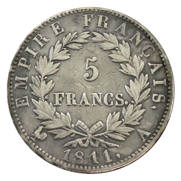 France Silver 1811-A 5 Francs VF-EF