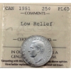 Image 1 : 25-cent 1951 Low Relief ICCS PL65