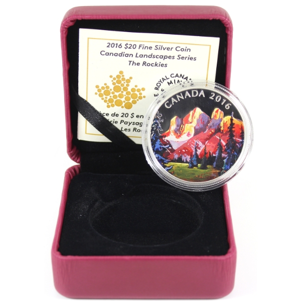 2016 $20 Canadian Landscape Series: The Rockies 1oz .9999 Fine Silver Coin (Tax Exempt)