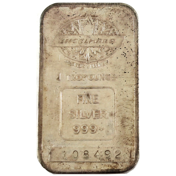 1oz Vintage Engelhard .999+ Fine Silver Bar (Tax Exempt)