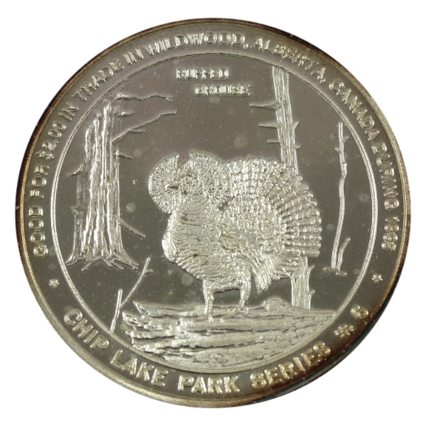 Canada-Wildwood AB 1994 $2 Ruffed Grouse/Elk Trade Dollar 1oz-Silver, 38mm (Tax Exempt)