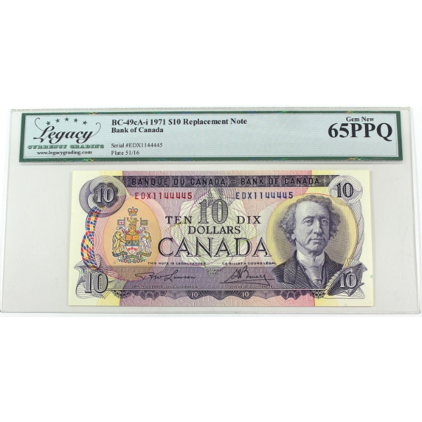 BC-49cA-i 1971 $10 EDX Replacement GEM UNC65 PPQ Lawson-Bouey SN: EDX1144445