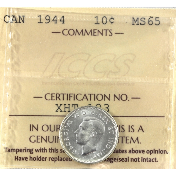 10-cent 1944 ICCS MS65