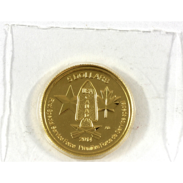 2014 Gold $5 Devil's Brigade 1/10oz .9999 Fine Gold Coin (Tax Exempt)