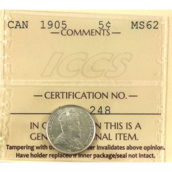 5-cent 1905 ICCS MS62