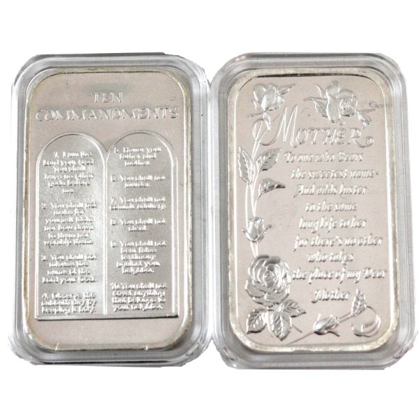 2x 1oz SilverTowne Engravable .999 Silver Art Bars. 2pcs. (Tax Exempt)