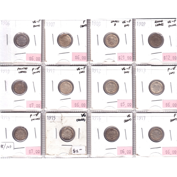 Bulk Collection of 1-cent 1906-1917 VG to F-VF in 12-Pocket Sheet. 12pcs.
