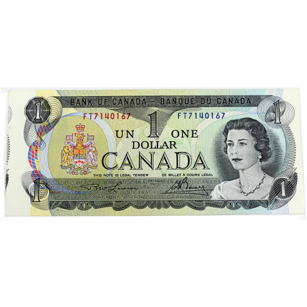 BC46a 1973 $1 Cut Out of Register AU Lawson-Bouey SN:FT7140167