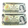 Image 1 : RADAR BC-46a & BC-46b 1973 $1 4-digit RADAR UNC or Better Lawson-Bouey & Crow-Bouey. 2pcs.