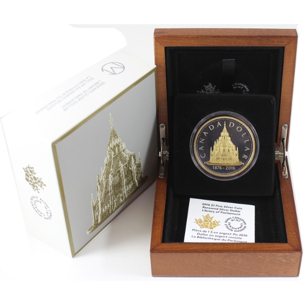 2016 $1 Renewed Silver Dollar: Library of Parliament .9999 Fine Silver Coin (Tax Exempt)