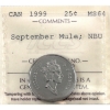 Image 1 : 25-cent 1999 September Mule; NBU ICCS MS64