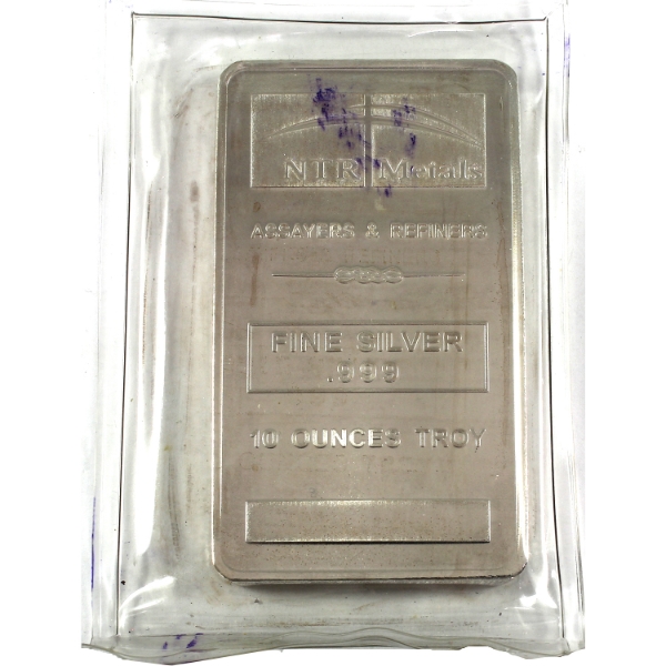 10oz NTR Metals .999 Fine Silver Bar (Tax Exempt)