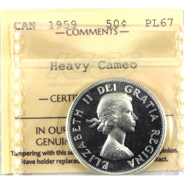 50-cent 1959 ICCS PL67 Heavy Cameo