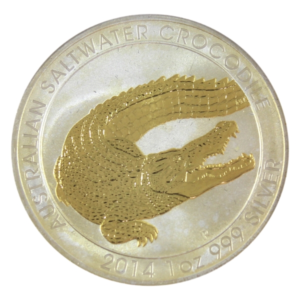 1oz Australia 2014 $1 Australian Saltwater Crocodile .999 Fine Silver Coin (Tax Exempt)