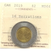 Image 1 : $2 2019 16 Serrations ICCS MS64